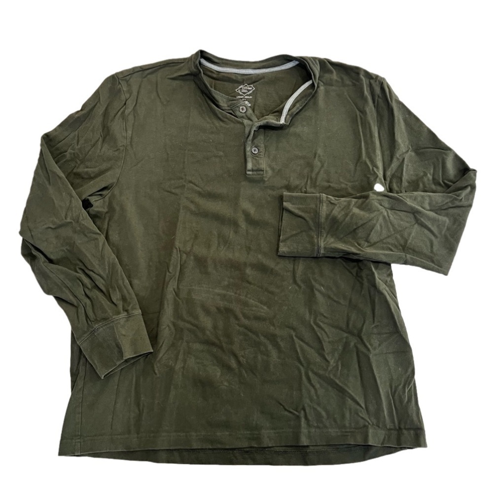 St. John’s Bay Dark Green Men’s Long Sleeve Legacy Henley Size XL 100% cotton